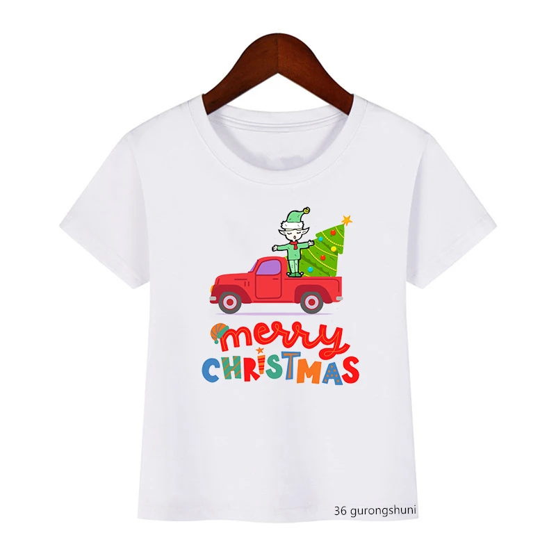 

Santa Claus Monster Truck Kids T-Shirt Fashion Boys/Girls Universal Tshirt For Kids Christmas And New Year Clothes Cute Boys Tee