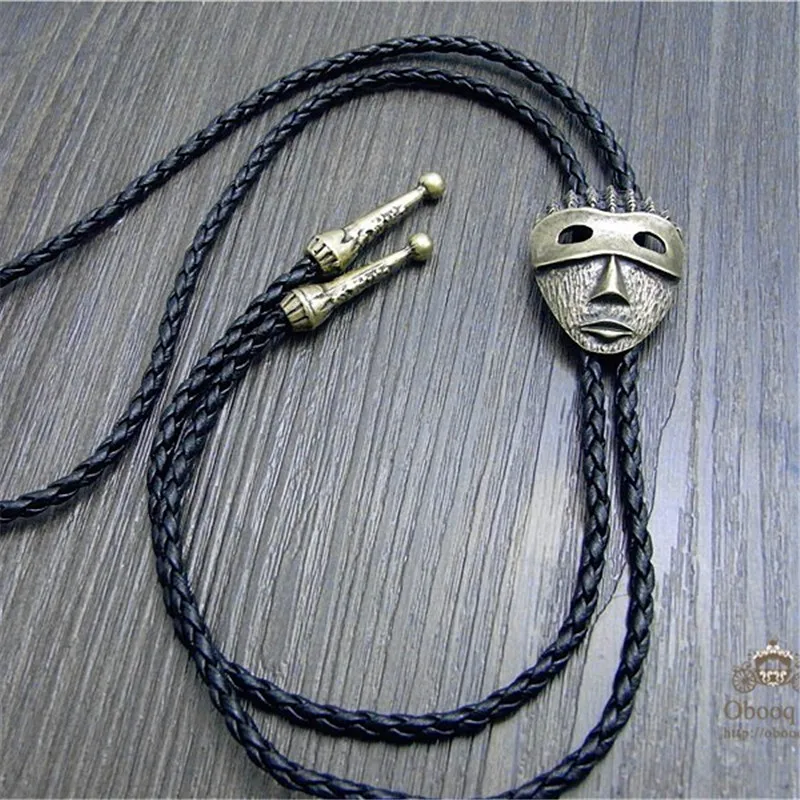 Bolo tie The latest retro shirt chain tribal masks Poirot tie rope leather necklace Long tie hang