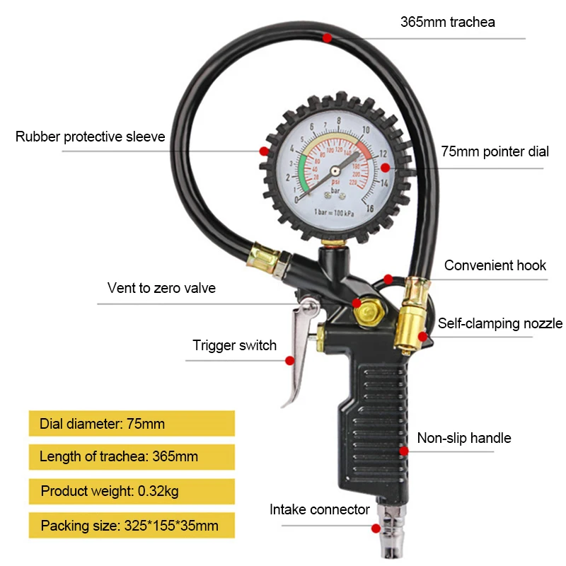 Digital Car Tire Pressure Gauge Gun Type Inflation Monitoring Deflatable Air Compressor Motorcycle SUV Air Pump Tyre Repair Tool