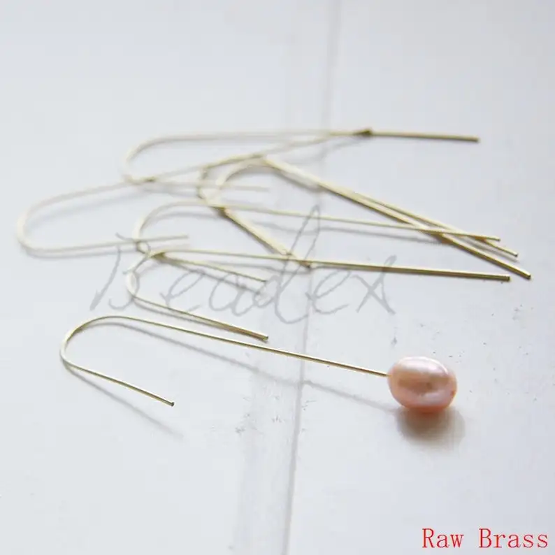 60 Pieces Raw Brass Plated on Steel Earring Hooks - Ear Wires - U Hooks 57x13mm (3281C)