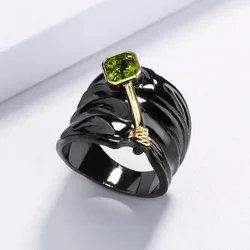 Hot Sale Two-Tone Inlaid Topaz Ring 925 Silver Special Design Black Gold Engagement Wedding Party Anniversary Wholesale