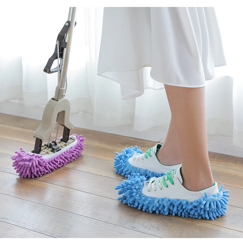 Dust Mop Slipper House Cleaner Lazy Floor Dusting Cleaning Foot Shoe Cover Random Color  Floor Cleaning Slipper microfiber