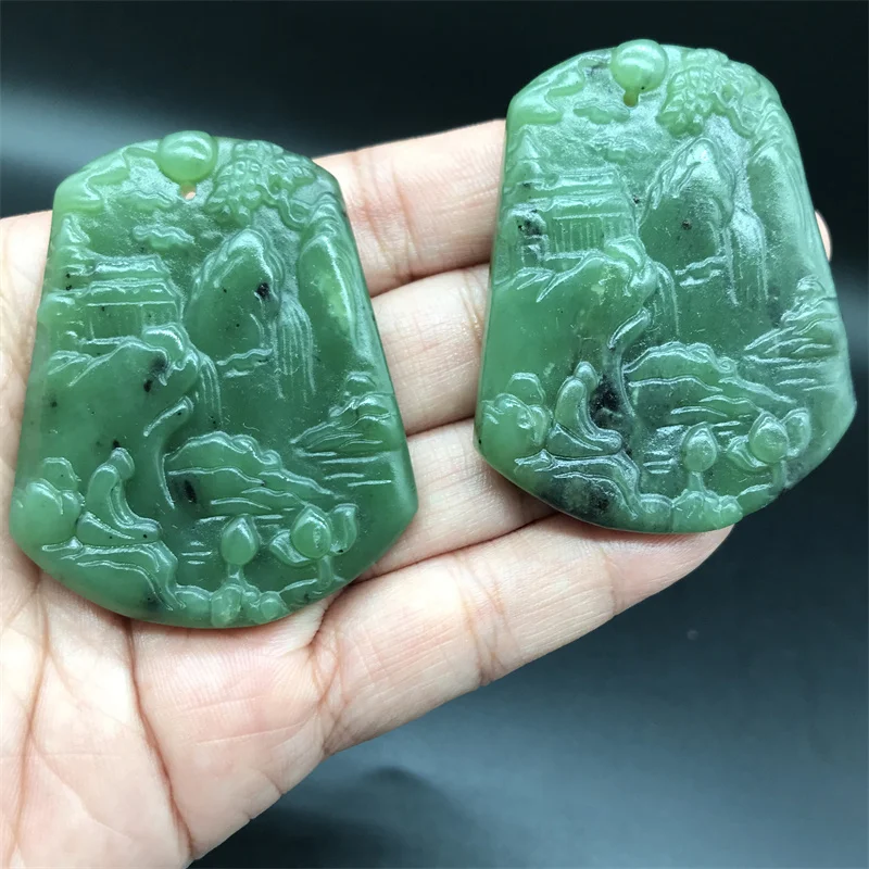 Hot Selling Natural Hand-carve Jade Landscape Brand Necklace Pendant Fashion Jewelry Accessories Men Women Luck Gifts