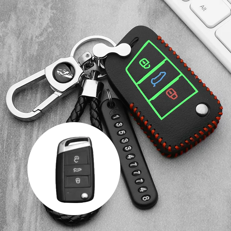 

Luminous Key Case Key Cover For Volkswagen Golf 7 GTI R MK7 Tiguan 2017 For Skoda Octavia A7 For Seat Leon Ibiza Key Portect