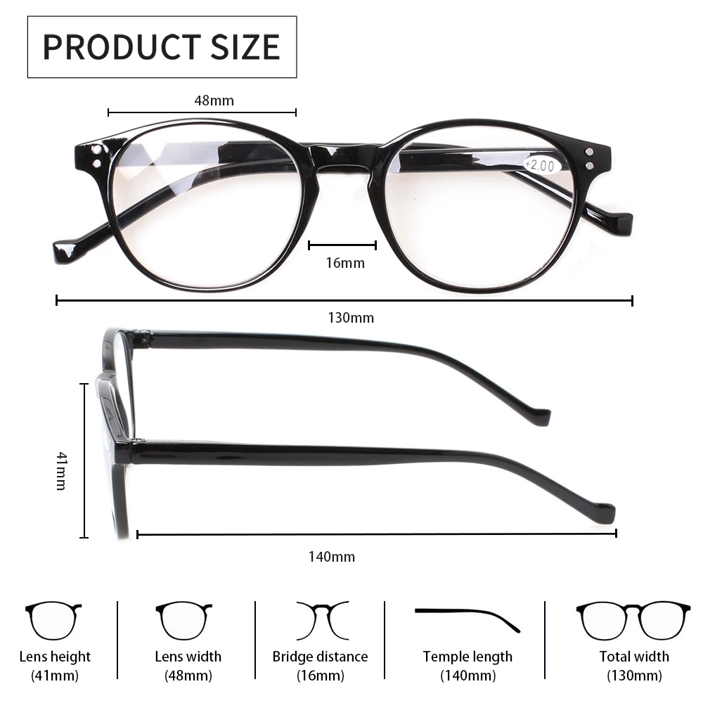 Anti-blue Light Reading Glasses Women Men Spring Hinge Round Printing Frame Presbyopic Eyeglasses Computer Eyewear+2.0+2.5
