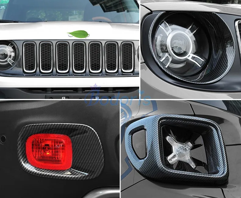 

Carbon Fiber Color Moulding Trim Light Fog Lamp Side Mirror Wiper Daylight Cover Car Styling For Jeep Renegade Accessories