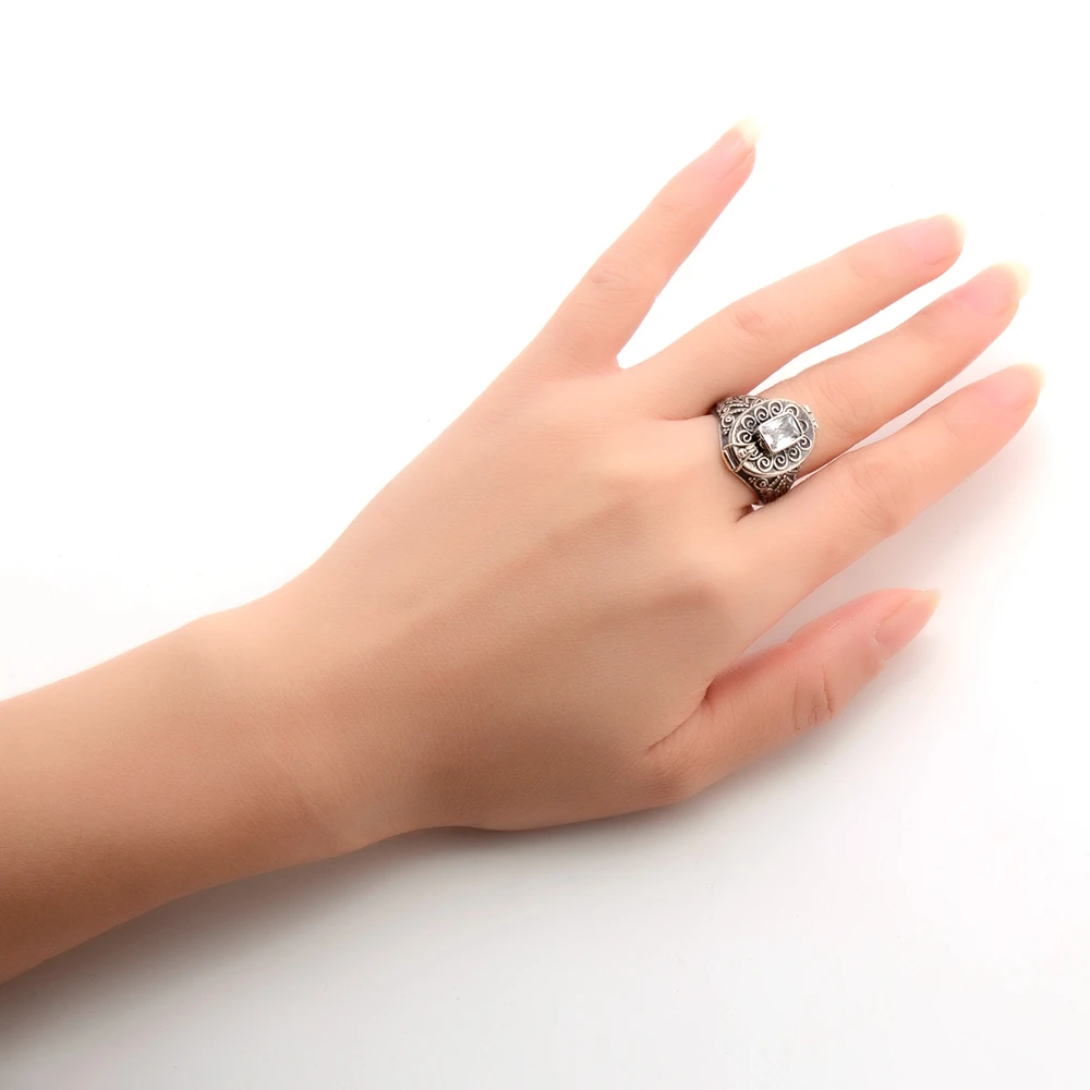 New! SDA Creative Perfume bottle 925 Sterling Silver Rings for Women AAA Quality Black Plating Female Finger Rings Jewelry