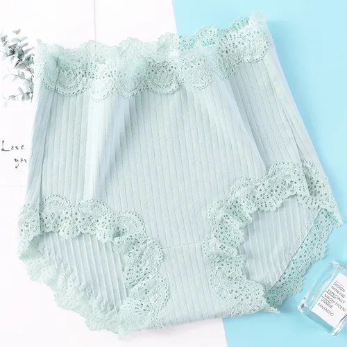 Imagen 2 del producto Bragas Extra grandes de talla grande 4XL de 100KG, ropa interior Sexy de encaje, pantalones cortos triangulares suaves transpirables sin costuras de cintura alta para mujer