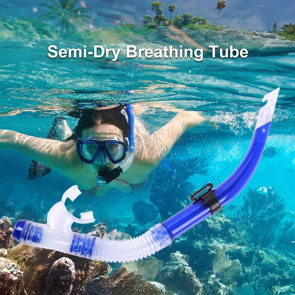 Dry Snorkel For Diving Equipment Splash Guard And TopAnti-Wave Semi-dry Breathing Tube PVC Snorkeling Respirator