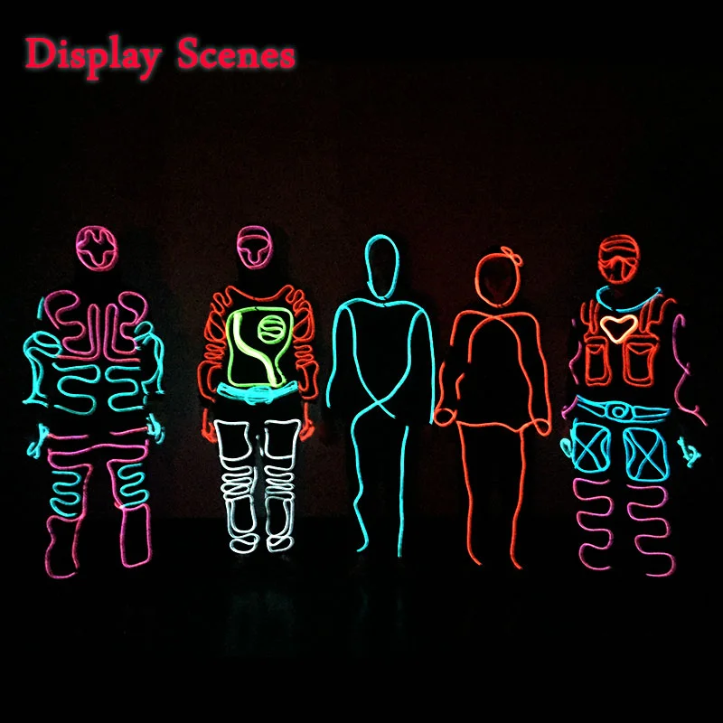 Fashion EL Wire Costume Decors Glowing Performance Props Dance Decoration Supplies DIY Luminous Suit