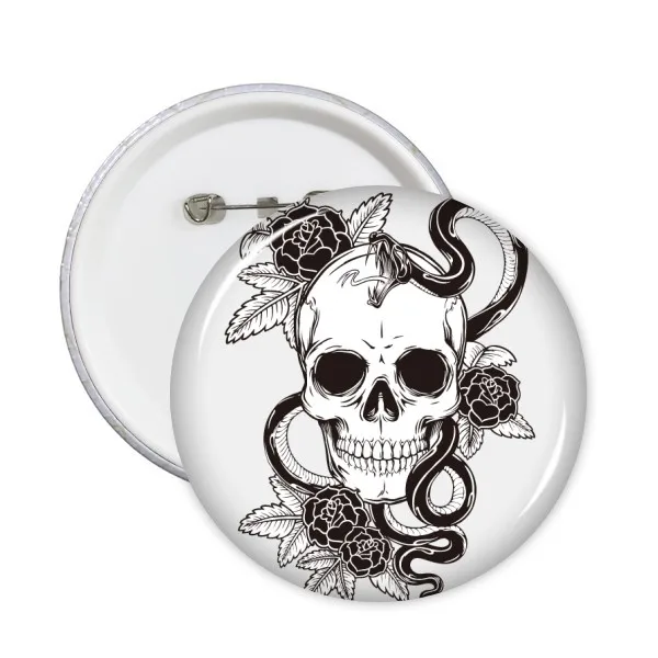 

Animal Skull Snake Sketch Pattern Round Pins Badge Button Clothing Decoration 5pcs Gift