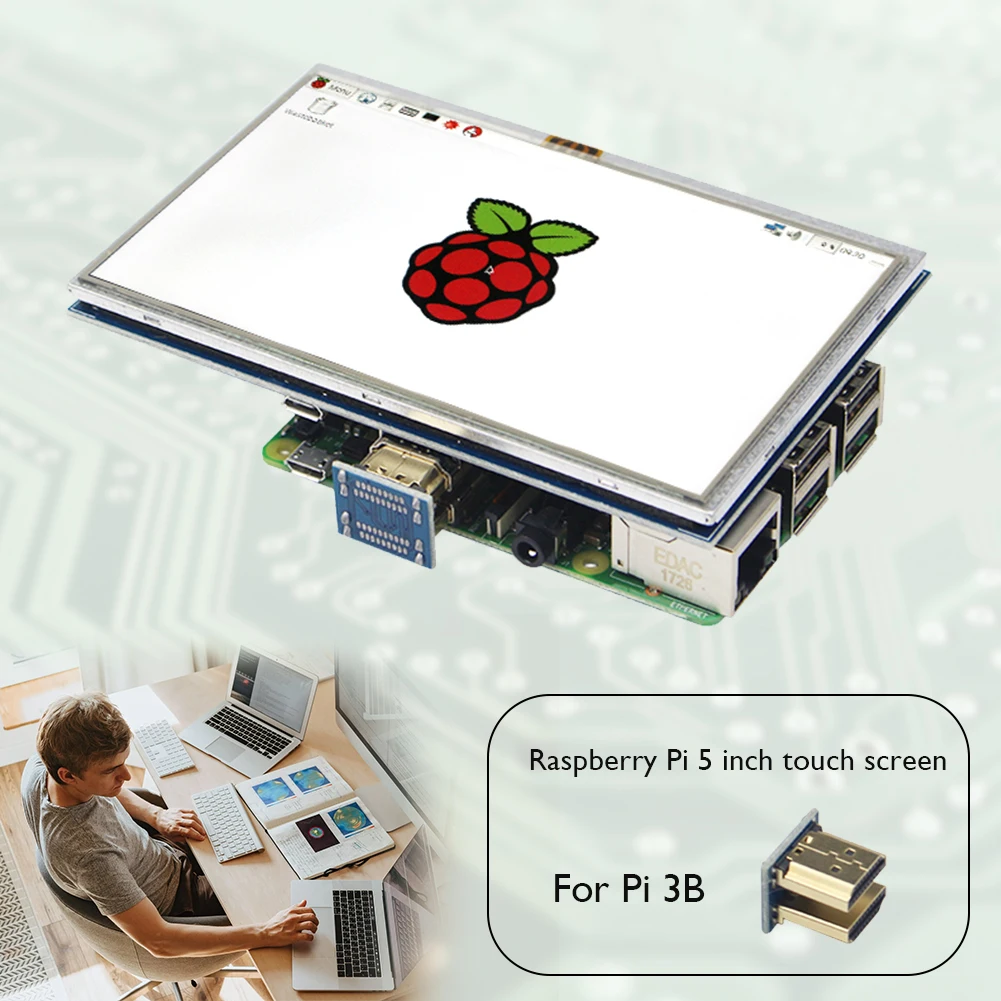 5 inch LCD Touch Screen HDMI-Compatible Display Monitor Module Kit Replacement Case for Raspberry Pi 4B/3B+