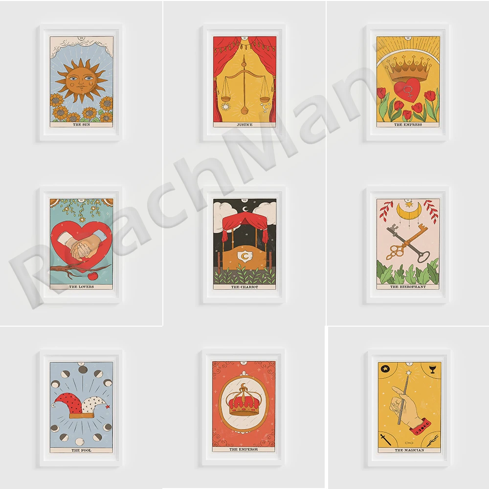 Tarot card printing, moon, power, judgment, great mystery, wall art tarot card printing, modern art love posters, large arcana d