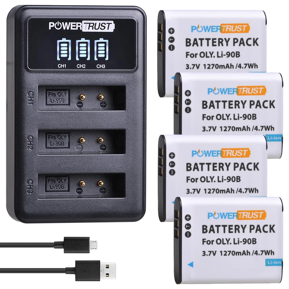 LI-90B LI 90B LI-92B Li90B Battery and Charger for Olympus Tough TG-6 TG-5 TG-Tracker SH-1 SH-2 SP-100 IHS Tough TG-1 TG-2