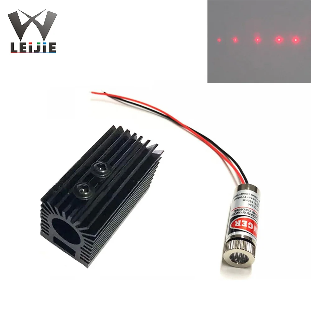 Focusable DOT 650nm 5mW 12*35mm 3V-5V Red Laser Module Industrial 12mm LED Module + 1pcs 22mm * 45mm Aluminum Radiator Heat Sink