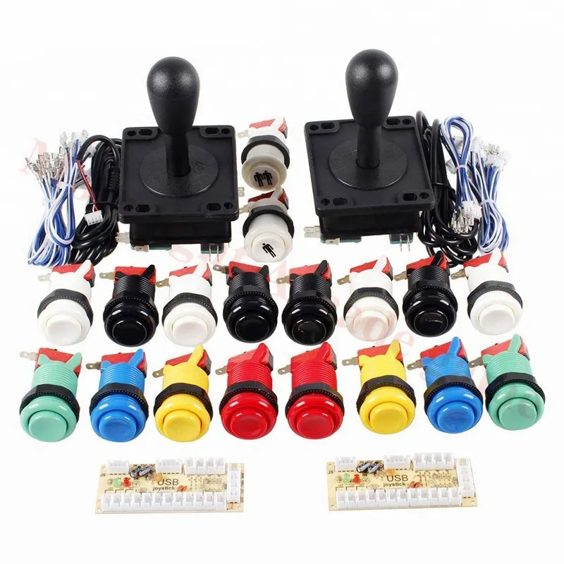 

2player Arcade Game DIY kit for Mame Zero Delay USB Encoder 8 Way Classic Arcade Joystick with American style Push Button Kit