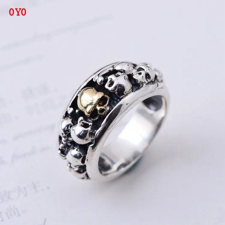 S925 silver domineering male Skull Punk Style Silver Ring, ring male superior product, a replacement.