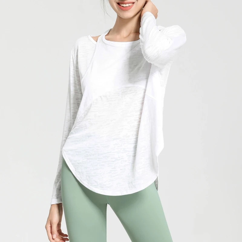 Women Oversize Yoga Shirt Long Sleeve Workout Running Top Loose Breathable Quick Drying Fitness Gym Shirt Female Sportswear