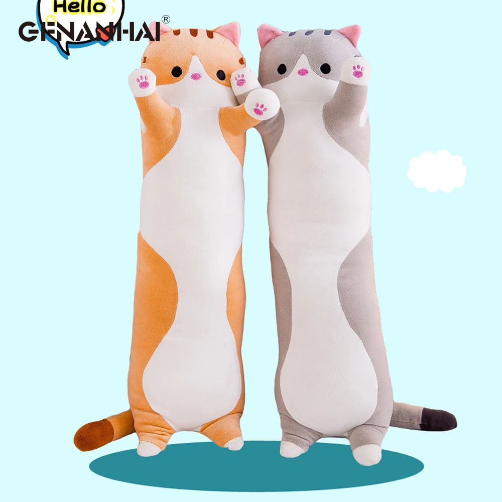 1pc 50-130CM kawaii 긴 동물 고양이 플러시 완구 어린이를위한 사랑스러운 부드러운 베개 여자 아기 잠자는 쿠션 만화 인형 인형