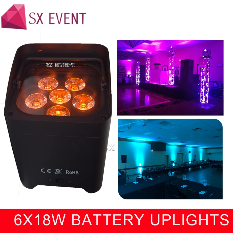 

DJ 6*18w RGBWA UV 6IN1 LED Battery Par Light Wireless DMX with iOS&Andorid Phone App Remote Control For Party Wedding decoration