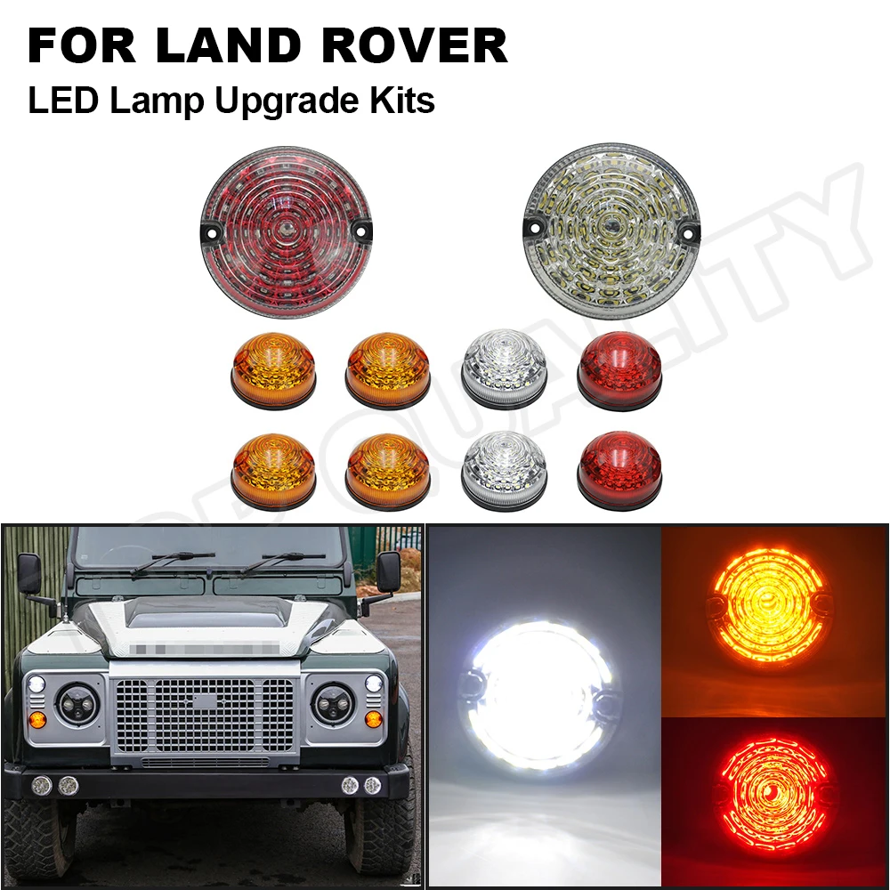 

Fits For Land Rover Defender 1990-2016 Indicator Rear Stop Tail Lamp Fog Lamp Reverse Light Front Side Marker Light Complete Kit