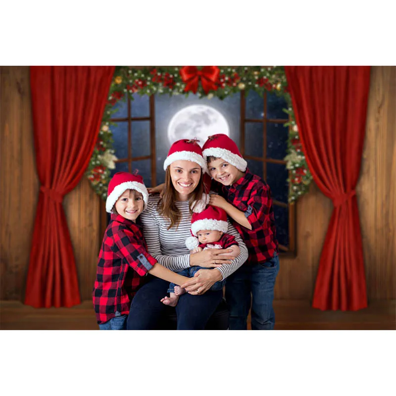 LATAR BELAKANG Anak Natal Musim Dingin untuk Fotografi Bulan Purnama Natal Dekorasi Perapian Foto Potret Anak-anak Latar Belakang Stan Studio