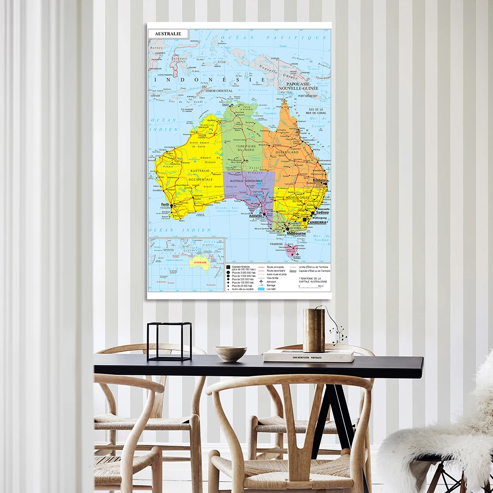 Mapa de Transporte de Australia, póster grande de 150x225cm no tejido, pintura en lienzo para decoración del hogar, suministros escolares