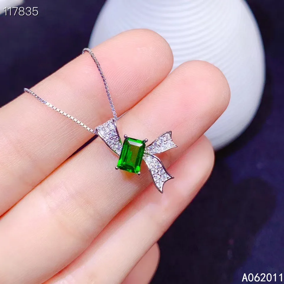 

KJJEAXCMY fine jewelry natural Diopside 925 sterling silver classic women gemstone pendant necklace chain support test