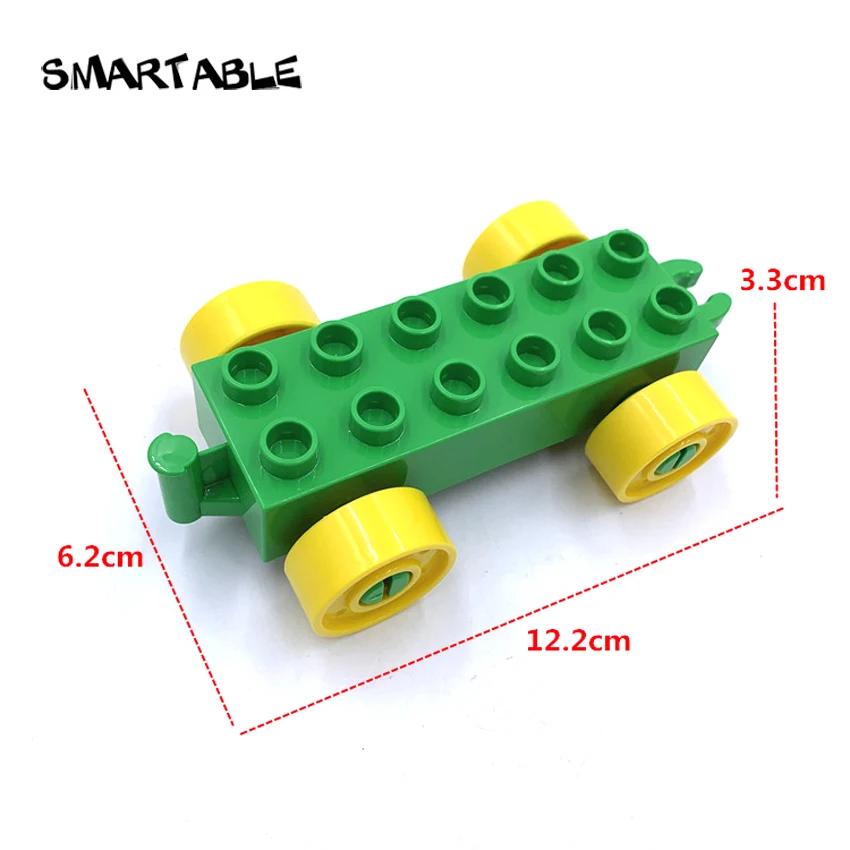 Smartable Big Bricks Train Trail Car Building Blocks Parts Compatible Major Brand Creative Toys For Kid Of Low Age Gift 4pcs/Set