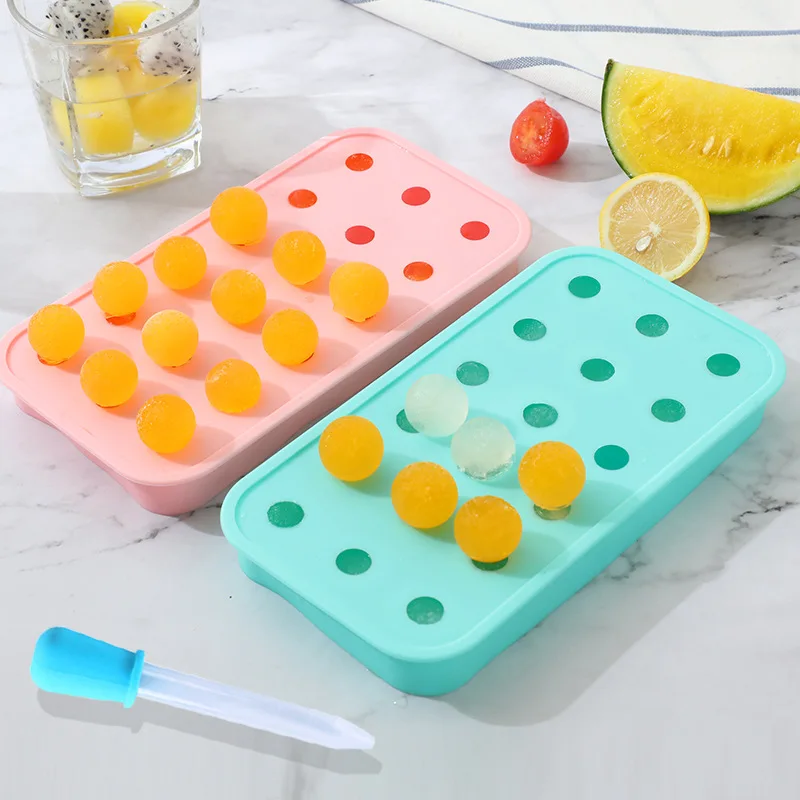 18 Holes 3D Mini Ball Silicone Ice Mold With Lid Round Chocolate Fondant Molds Cake Decorating Tools Bar Whisky Ice Cube Tray