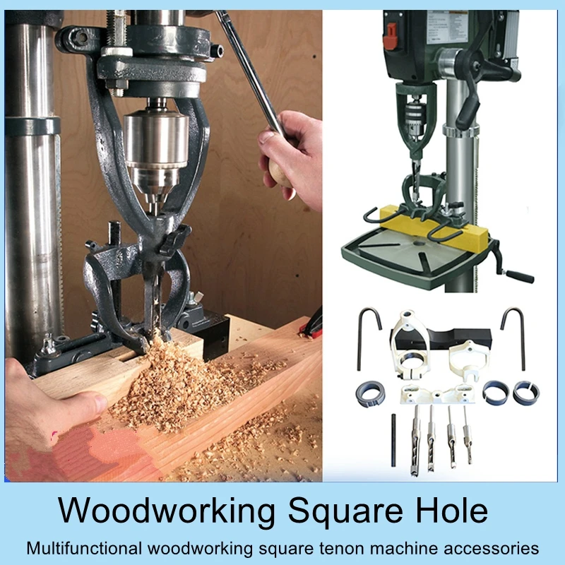 

Woodworking Square Hole Tenoning Machine Bench Drill Square Tenoner Equipment DIY Square Hole Punch Tool Wood Punching Equipment