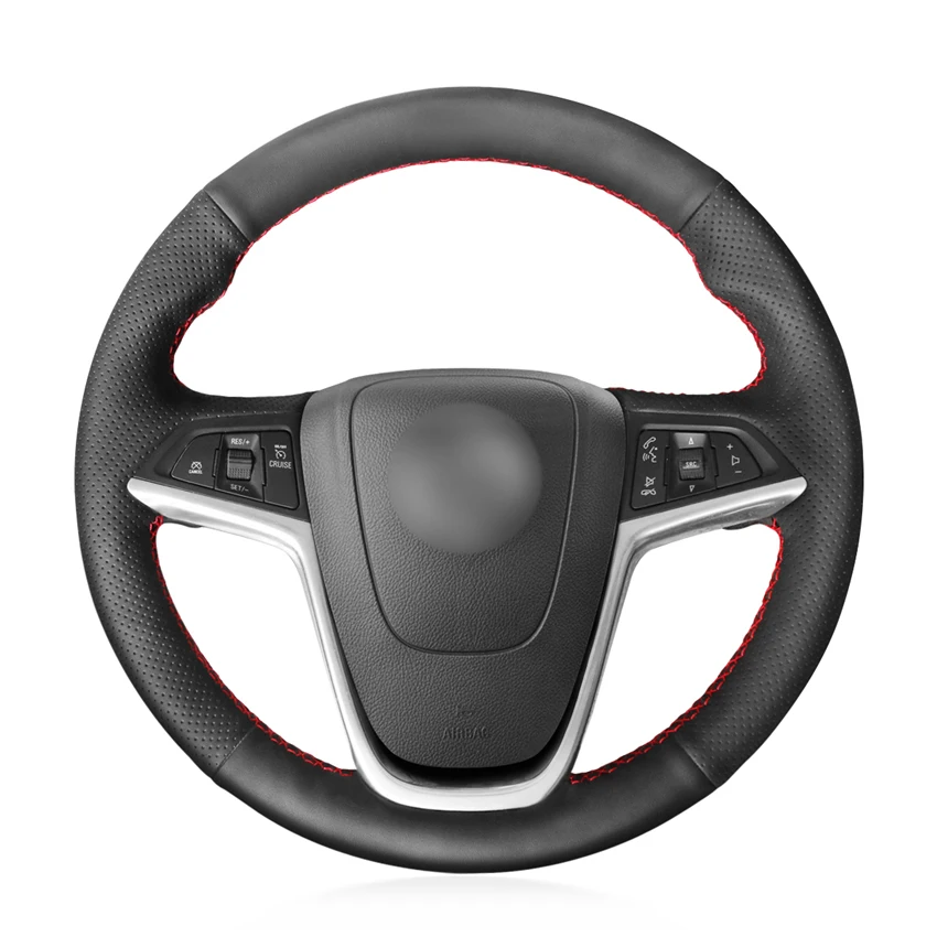 

Hand-stitched Black Leather Car Steering Wheel Cover for Opel Mokka 2012-2019 Insignia 2008-2013 Astra (J) 2010 2011 2012-2015