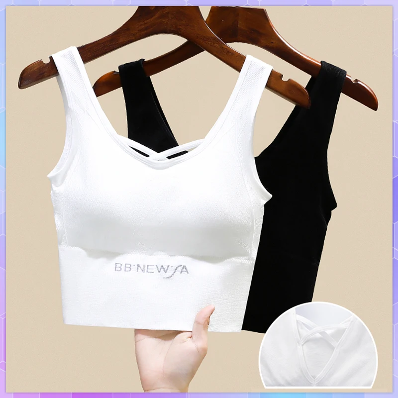 

Sexy Women's Tank Top Backless Halter Crop Tops Female Vest Summer Camis With Chest Pad Underwear Sleeveless Sports Tube Top