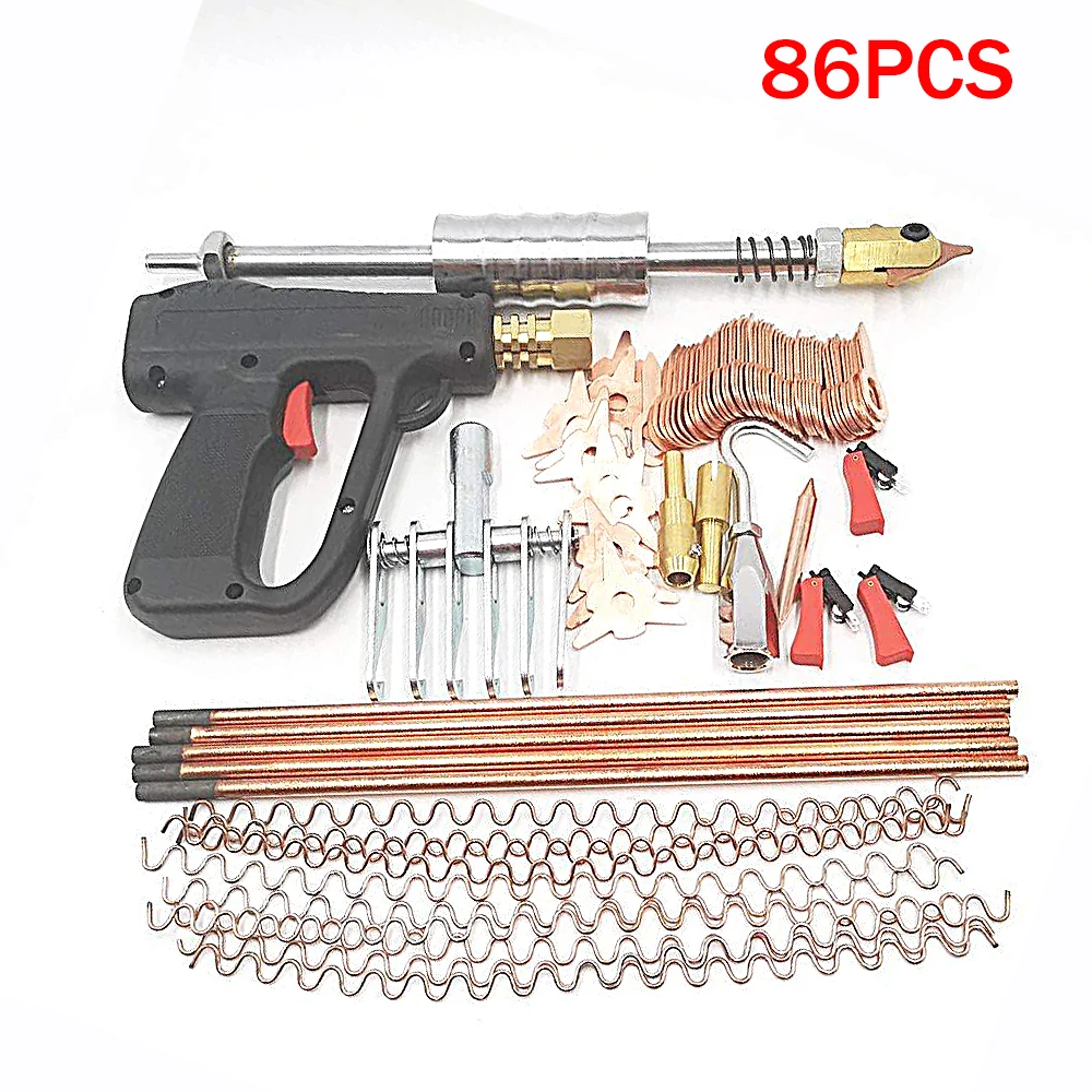 86pcs/set Car Body Dent Repair Puller Kit Dent Spot Repair Removal Device Stud Mini Welding Machine Pulling Hammer Tool Kit