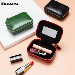 Women's Mini Bag Leather Mouth Red Envelope Leather Cosmetic Bag With Mirror Data Cable Earphone Package Jewelry Box Coin Bag