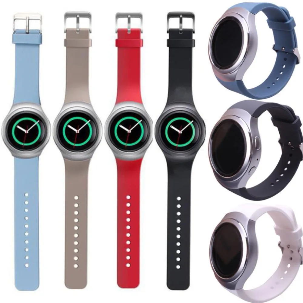 Sport wymiana Watchband dla Samsung Gear S2 R720 pasek silikonowe paski czystego koloru dla SM-R720 bransoletka Smartwatch Correa