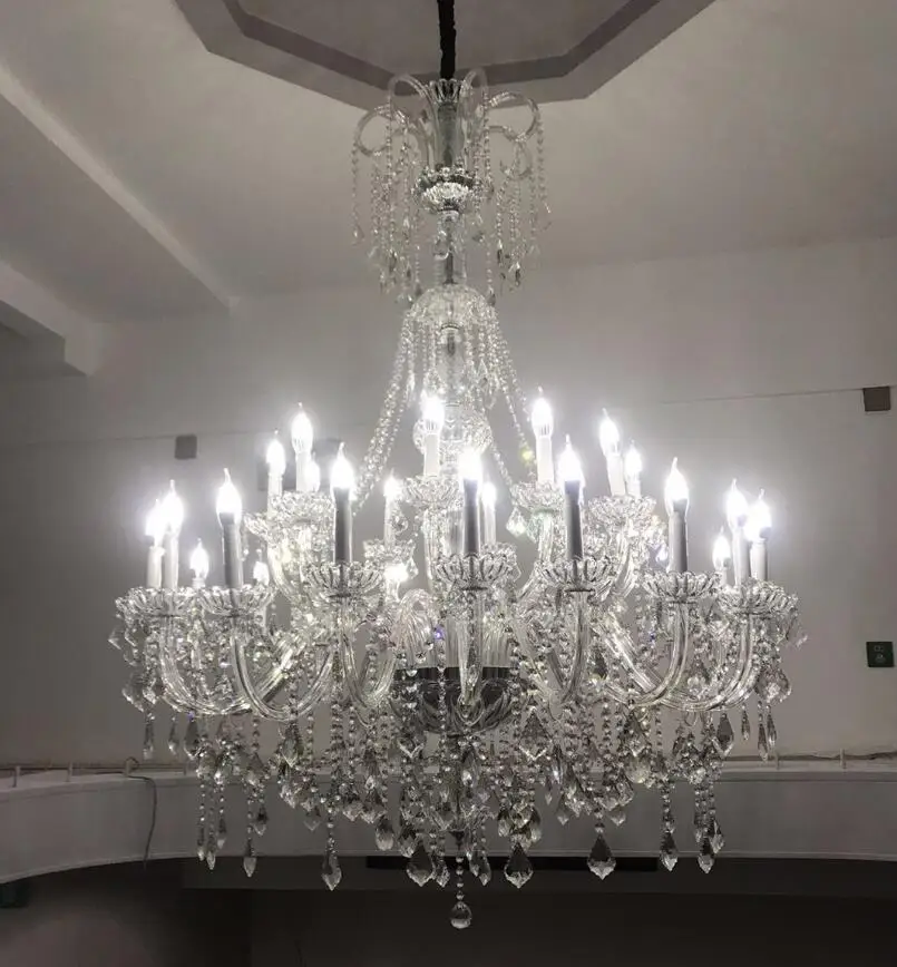 Modern Clear Luxury Extra Long Large Stair K9 Crystal Chandelier Lustres De Cristal Candle Export Lobby Light Home Decoration