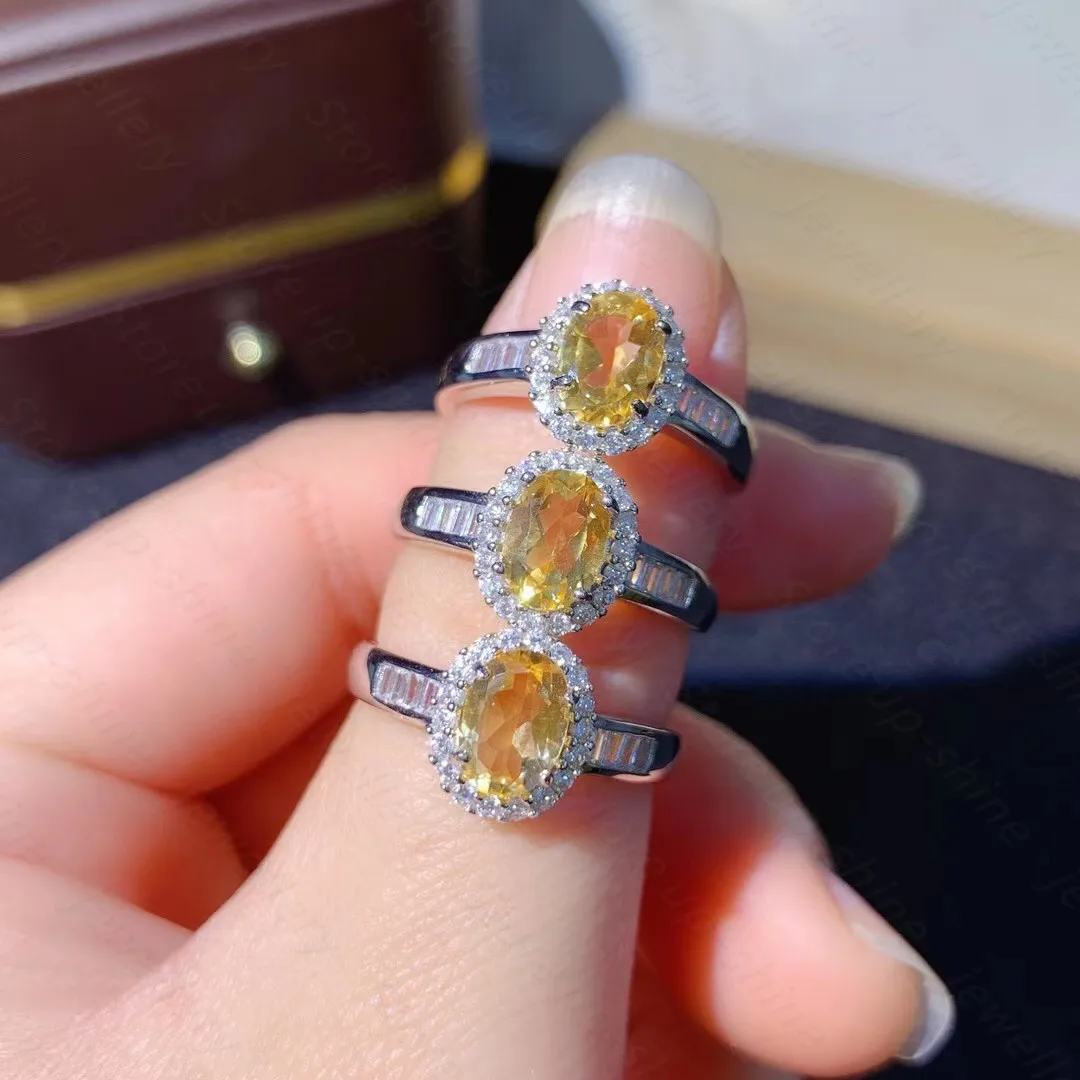 

Женские кольца из серебра 925 пробы с натуральным цитрином, ювелирные украшения овальной формы для невесты, свадебная бижутерия