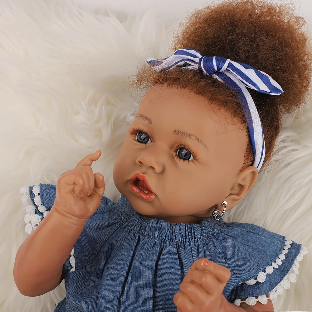 FEELWIND Christmas Gift Doll 18 Inches Saskia Realistic Toy Cute Alive Vinyl Reborn Baby Bebe for Children