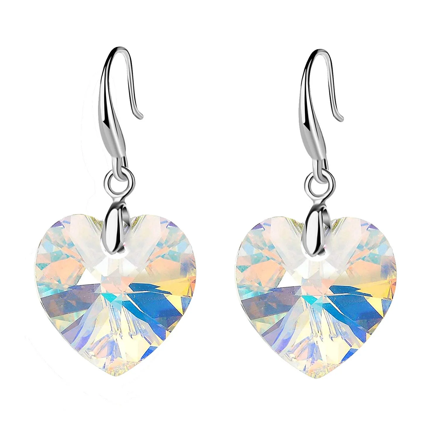 2022 New Fashioncrystal Heart Shaped AB color Glass Earrings Women\'s Creative Pop Party Jewelry Accessories