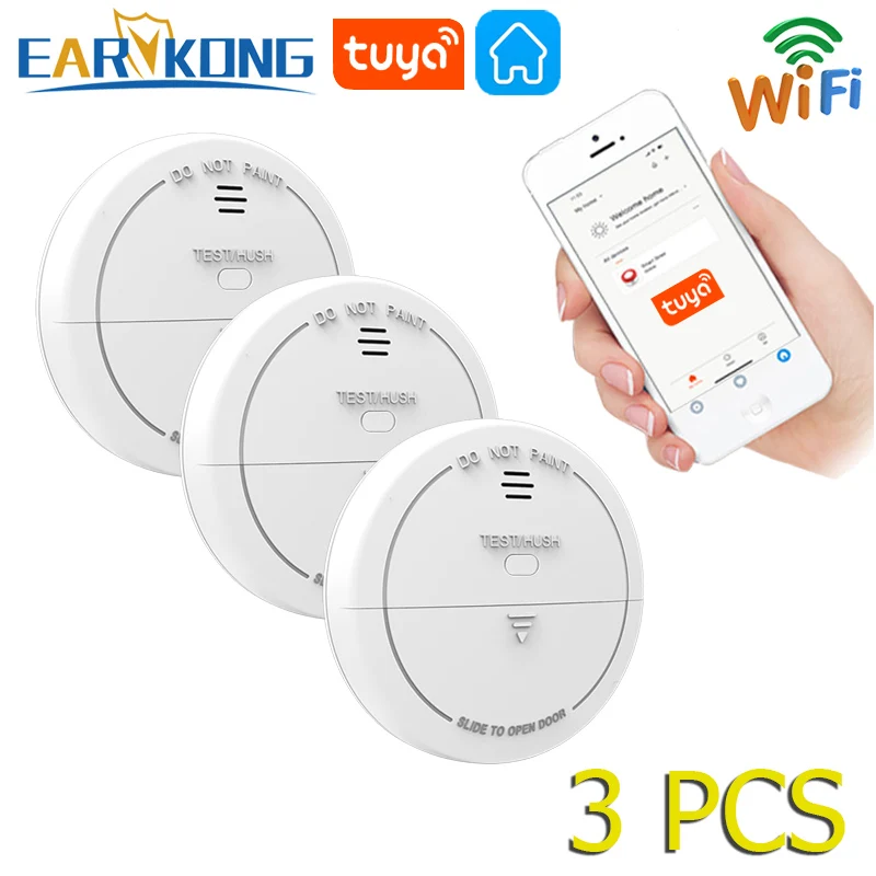 Tuya WiFi เซ็นเซอร์ควันไฟด้านบนควัน Inlet เครื่องตรวจจับ Smokehouse ผสม Fire Alarm Home Security นักดับเพลิง