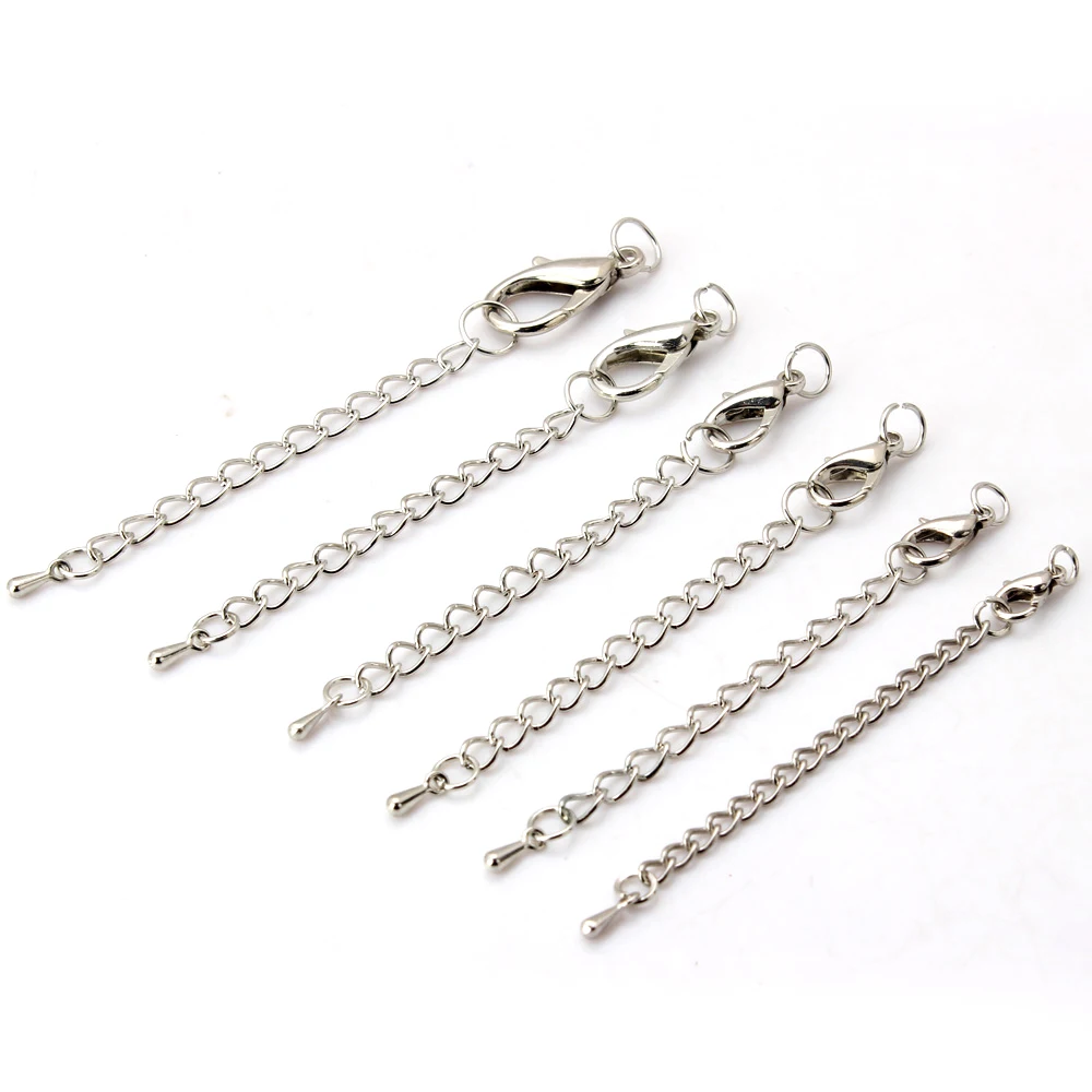 10/12/14/16/18 / 21MM 12 pieces / hand  plating DIY necklace bracelet lobster buckle extended chain tail jewelry making