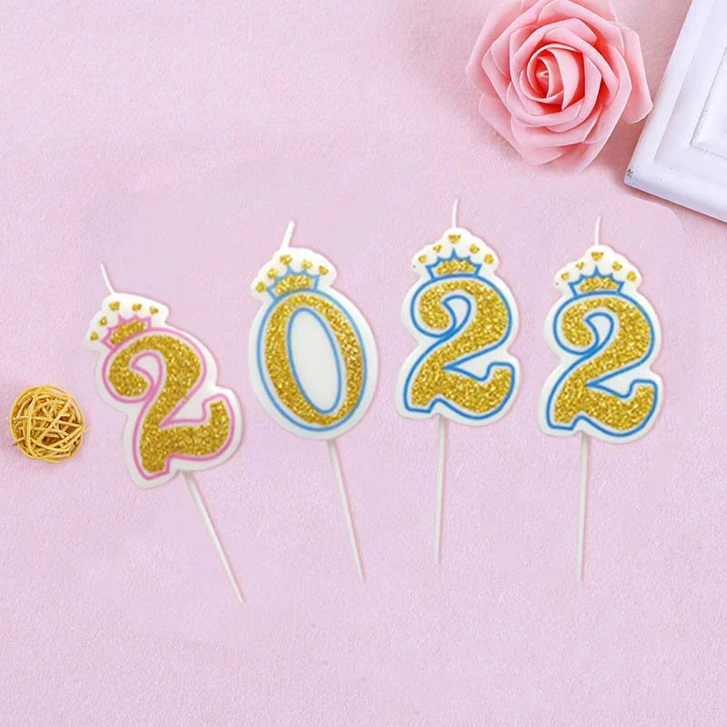 Digital Birthday Candle Gold Powder Crown Digital Candle Digital 0-9 Party Celebration New Year Christmas Festival Cake Candle