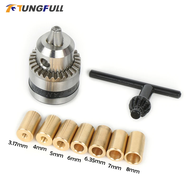 B10 Mini elektryczny uchwyt wiertarski konwersja rękaw 3.17mm 4mm 5mm 6mm 6.35mm 7mm 8mm wiertarka z adapterem klucz B10 Taper Chuck