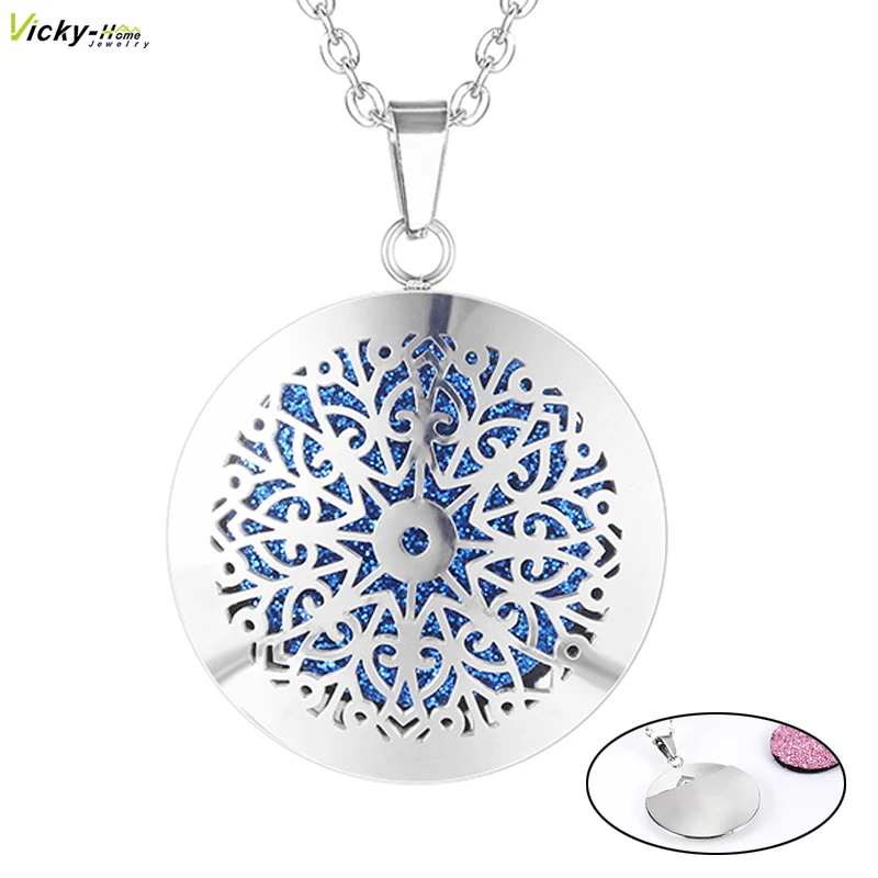 

New Simple Aromatherapy Essential Oil Diffuser Locket Perfume Necklace For Woman 316L Stainless Steel Locket with Felt Pads