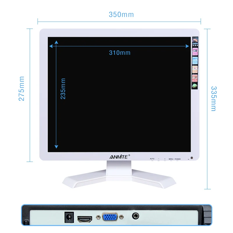 Anmite 15 "Computer Monitor Pc Bnc Hdmi Vga