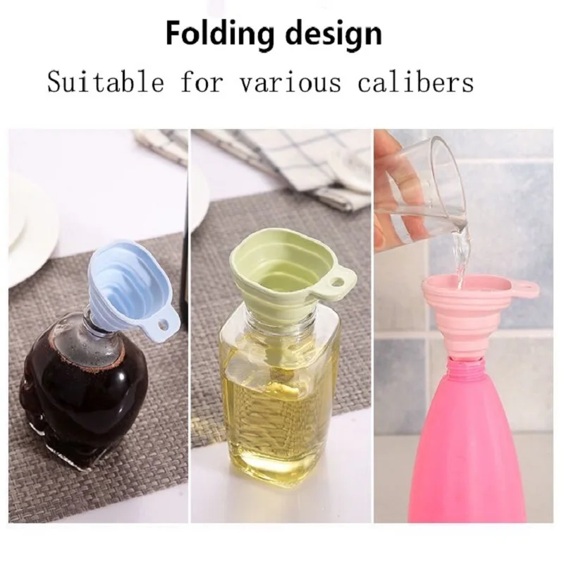 

Kitchen Tools High Quality Food Grade Silicone Gel Folding Funnel Folding Telescopic Long Neck Funnel Liquid Filling