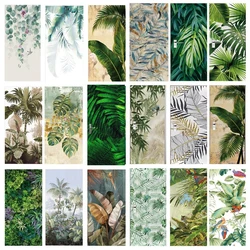Palm Leaf Door Sticker Jungle Green 3D Wallpaper For Bedroom Bath Self-Adhesive PVC Door Cover Furniture Renovation Decal Poster