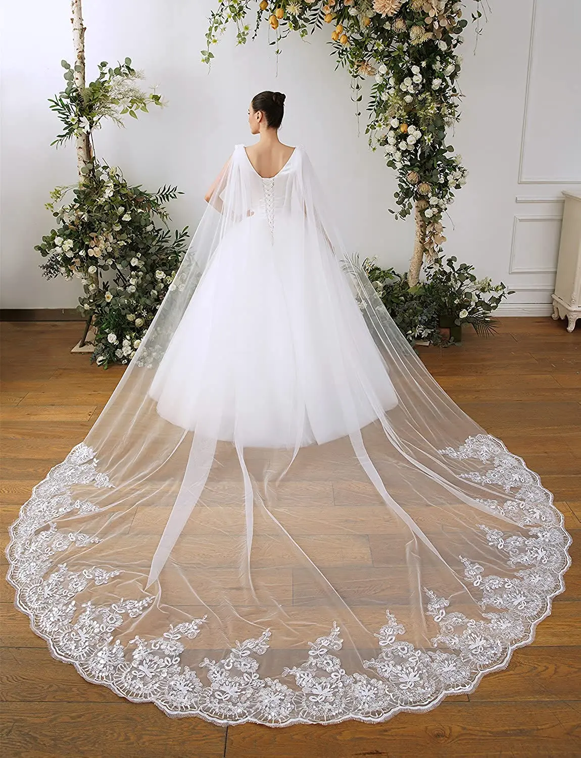 Long Tulle Shoulder Bridal Cape Wedding Veil Cloak Sheer Wedding Wraps Shrugs  Bridal Jacket New