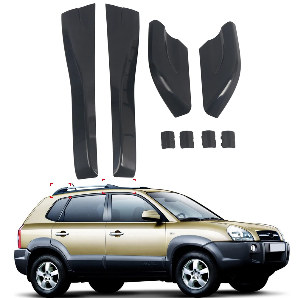 Fit for Hyundai Tucson 2004 2005 2006 2007 2008 Black Plastic Car Roof Rack Rail End Cover Shell Replacement Accessories